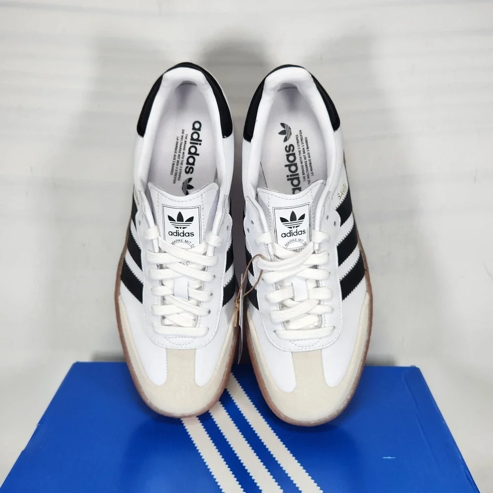 Adidas Sambae Shoes Women Size 7.5 White Black Platform Sneaker JI1349